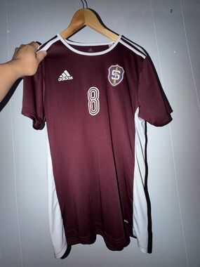 adidas Maroon and White Soccer Jersey with #8